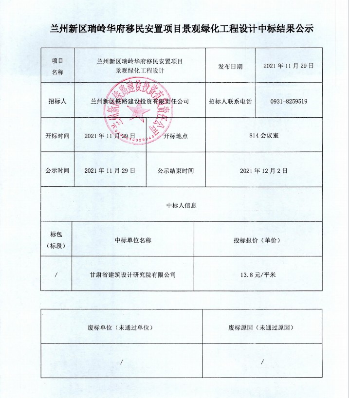 兰州新区瑞岭华府移民安顿项目景观绿化工程设计中标效果公示-兰州新区AB娱乐集团门户网站