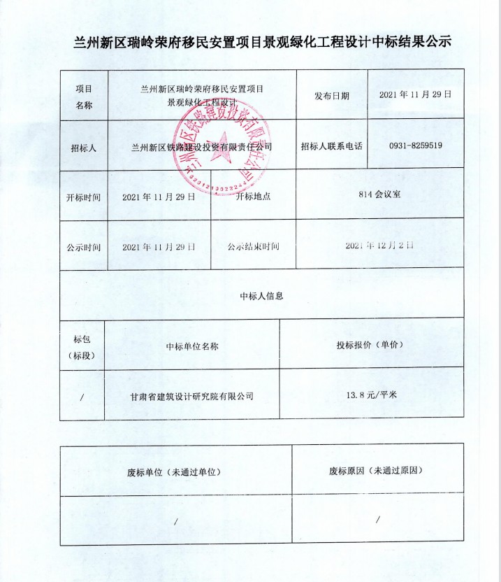 兰州新区瑞岭荣府移民安顿项目景观绿化工程设计中标效果公示-兰州新区AB娱乐集团门户网站